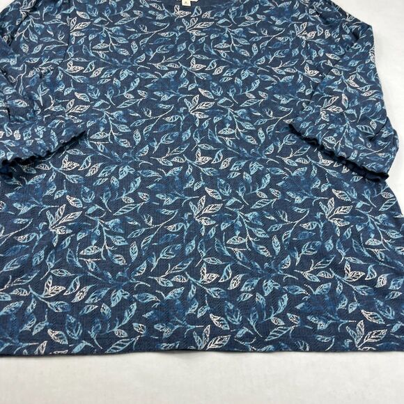 Lucky Brand Short Sleeve Womens Shirt Leaf Print Casual Natural Relaxed Top XL - Picture 2 of 11